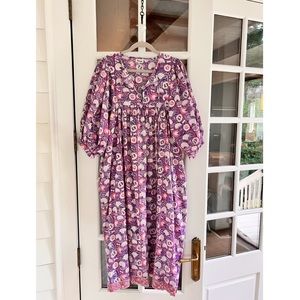 Floral printed Henley neckline Cotton Maxi dress